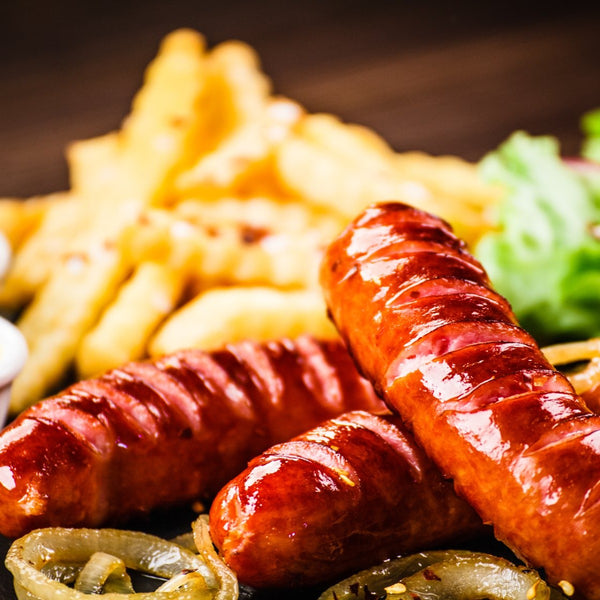 Russian Sausage and chips South African Essentials