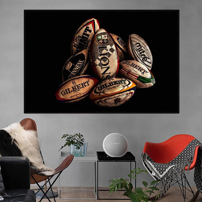 Watercolour Canvas Rugby Ball poster